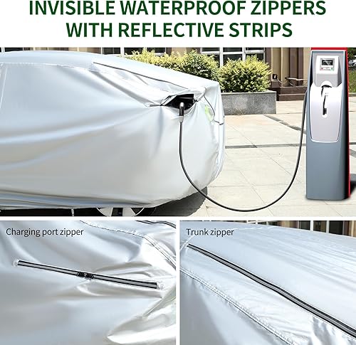 Miniatura 4 de Tecoom Funda impermeable para automóvil Tesla Modelo Y para todo tipo de clima, modelo Y para Tesla Model Y 2020-2023 con malla ventilada, apertura