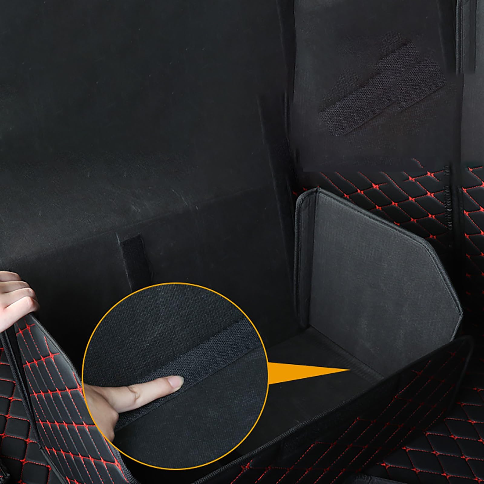 Organizer per Bagagliaio Auto in Pelle per Ford Mustang, Organizer per Baule Auto Pieghevole con Coperchio Accessori Interno Auto,A/Brown-Beige