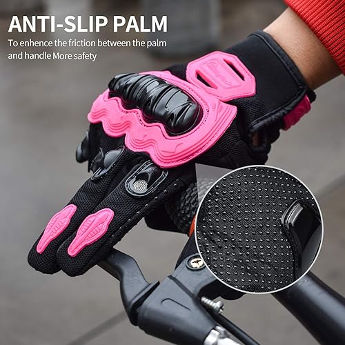 Miniatura 5 de ELCYCO Guantes de motocicleta para mujer con pantalla táctil, para verano, motocicleta, motocross, para carreras de carretera, ciclismo, escalada y