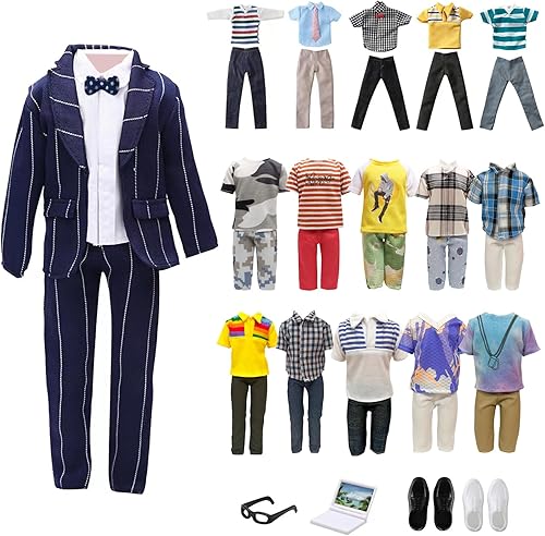 Ropa y accesorios de muñeca de 11.5 pulgadas para muñeca de niño de 12 pulgadas, incluye 1 traje, 1 camisa, 4 camisetas al azar, 4 pantalones al