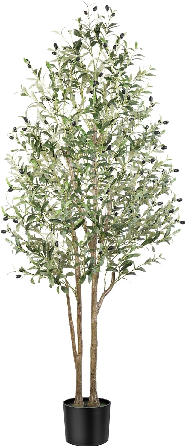 Alupssuc 6FT Artificial Olive Tree, with Lifelike Leaves, Fake Faux Olive Tree Indoor Outdoor for Home Living Room Bedroom Balcony Corner Office Garden Decor, 180cm