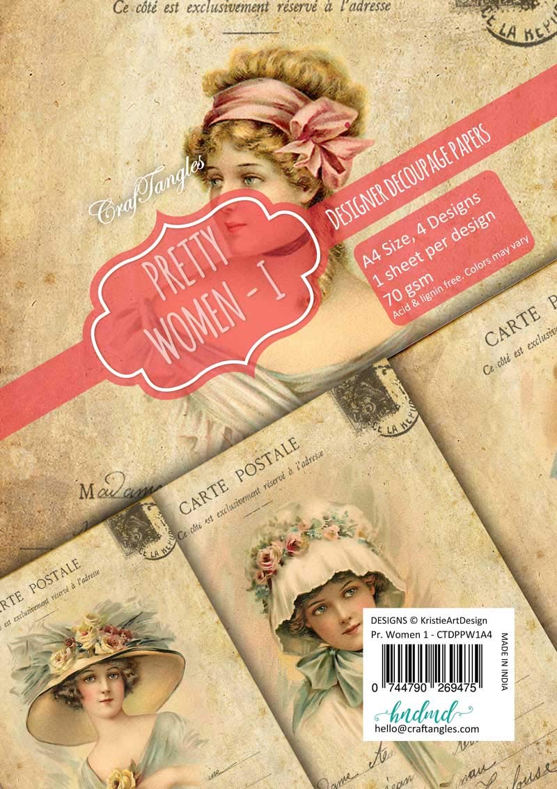 CrafTangles Decoupage Paper Pack Pretty Women 1 (A4) Amazon.in