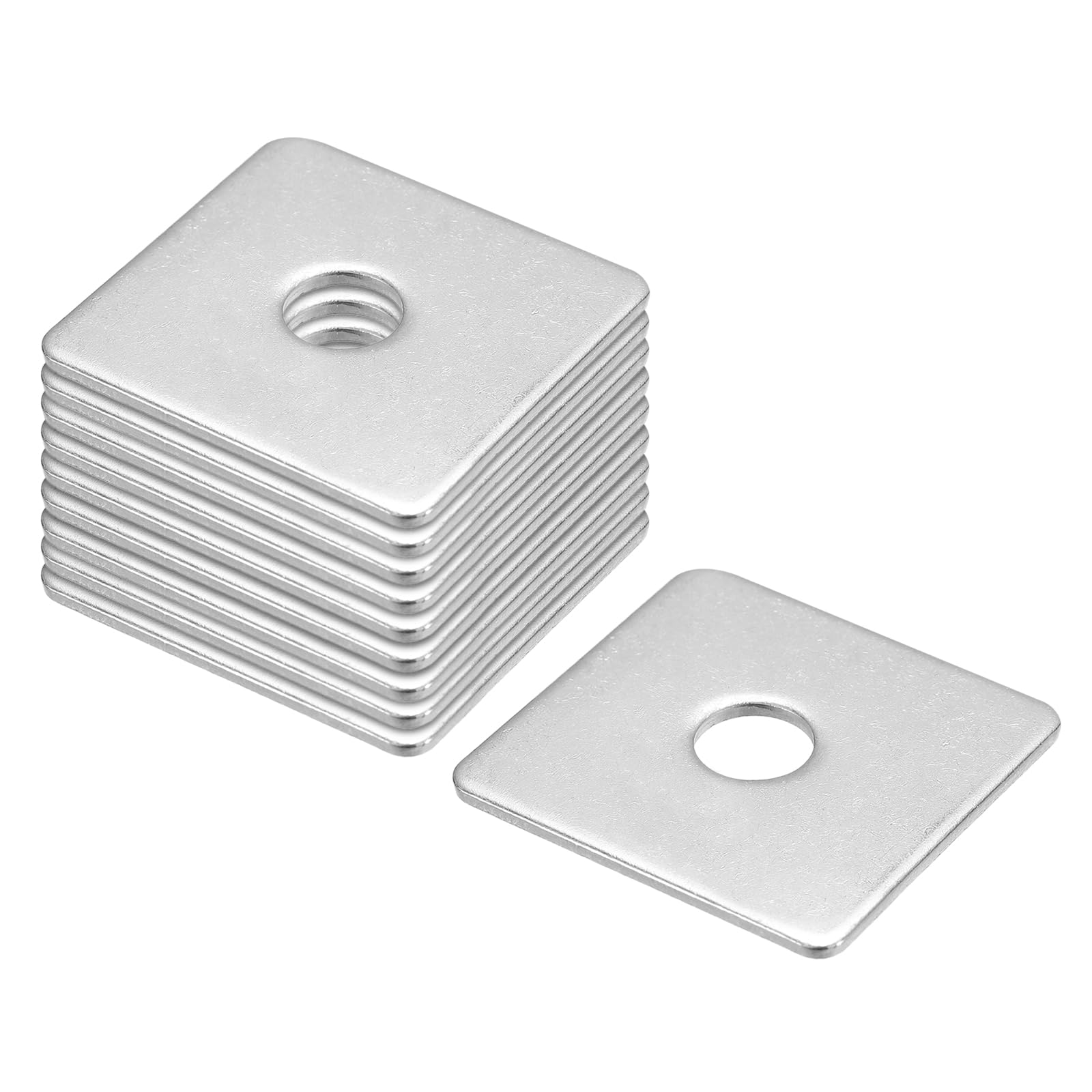 sourcing map Quadratische Unterlegscheiben, 15 Stück, M10 x 40 x 40 x 2 mm, 304 Edelstahl, quadratische Unterlegscheiben, flache Unterlegscheiben, Abstandshalter Dichtung für Hardware-Befestigung