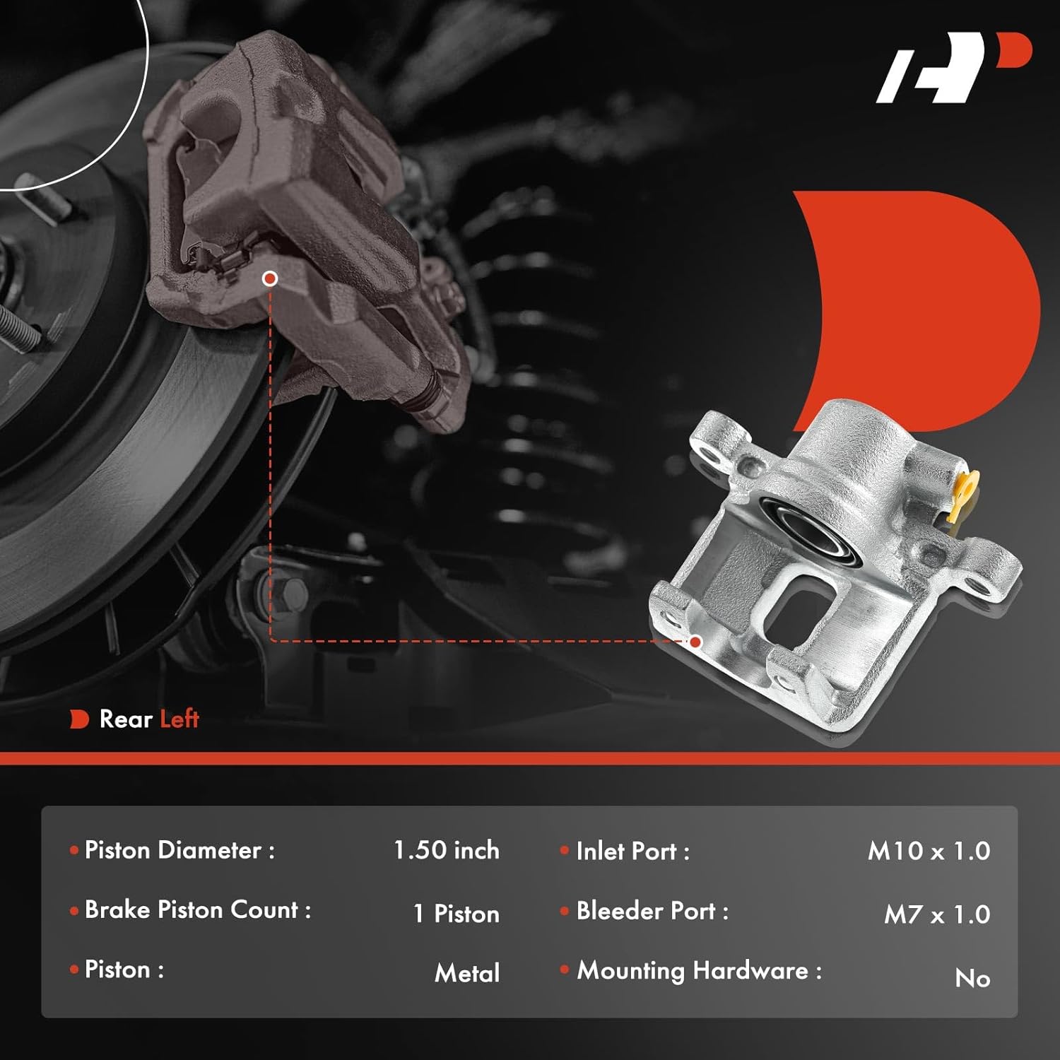A-Premium Disc Brake Caliper Assembly Without Bracket Compatible with Select Mitsubishi Models - Lancer 2004-2006, Outlander 2005-2006, L4 2.4L - Rear Left Driver Side