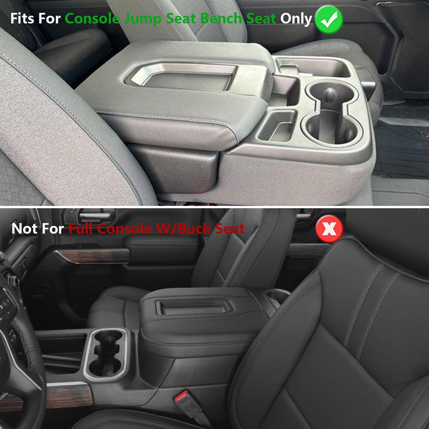 Car Center Console Armrest Cover for Chevy Silverado & GMC Sierra 2019-2024 Leather Anti-Scratch Central Arm Rest Box Lid Seat Cover Protector Accessories(Jump Seat Bench Seat,Carbon Fibre+Red)