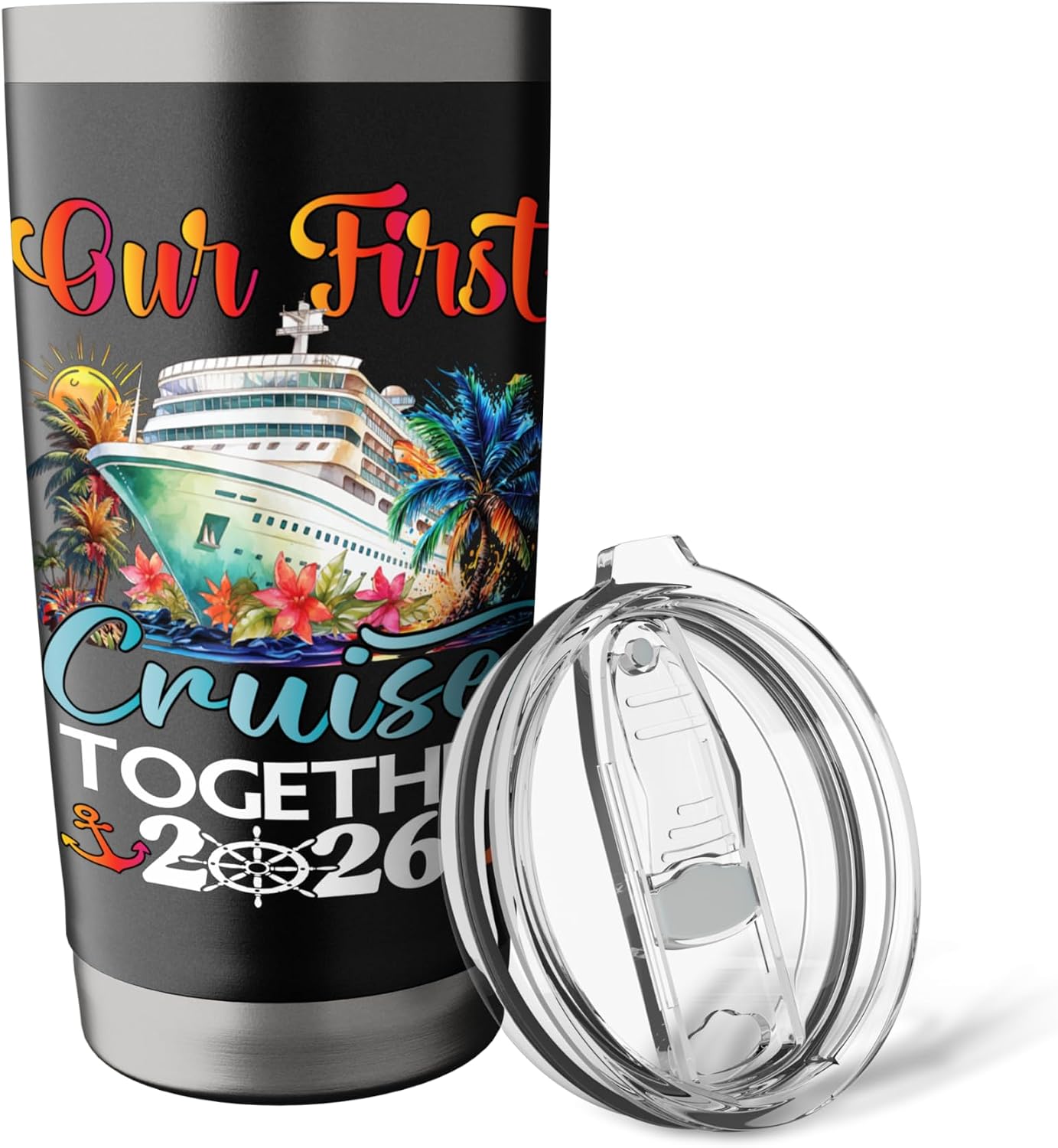 Our First Cruise 2026 Together Cute Matching Couples Cruise Stainless Steel Insulated Tumbler image 5