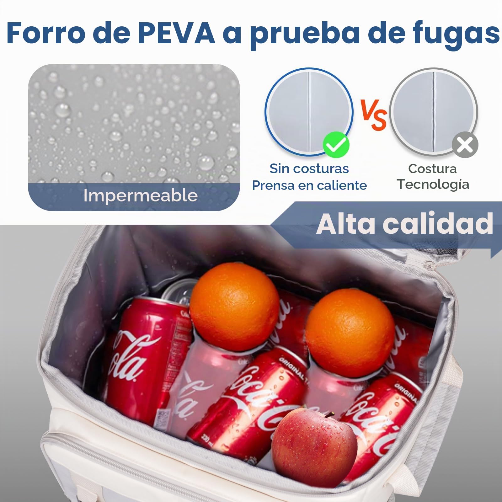Nevera con ruedas, 50 litros/80 latas, bolsa térmica grande plegable e impermeable, bolsa térmica para playa, camping, picnic, compras