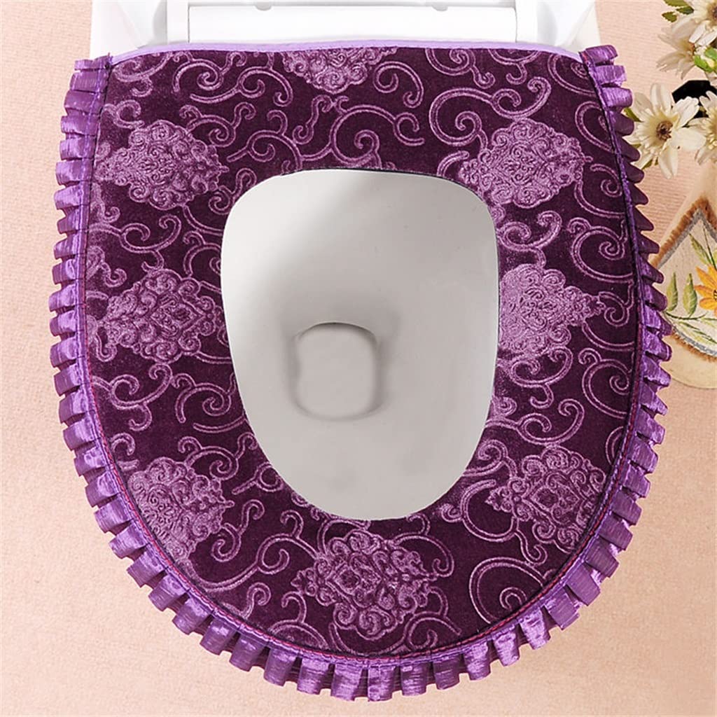 Mzpxqmsyk Women's Purple Toilet Seat Cushion, Toilet Seat Cushion Cover Warm Washable Multicolor(Purple)