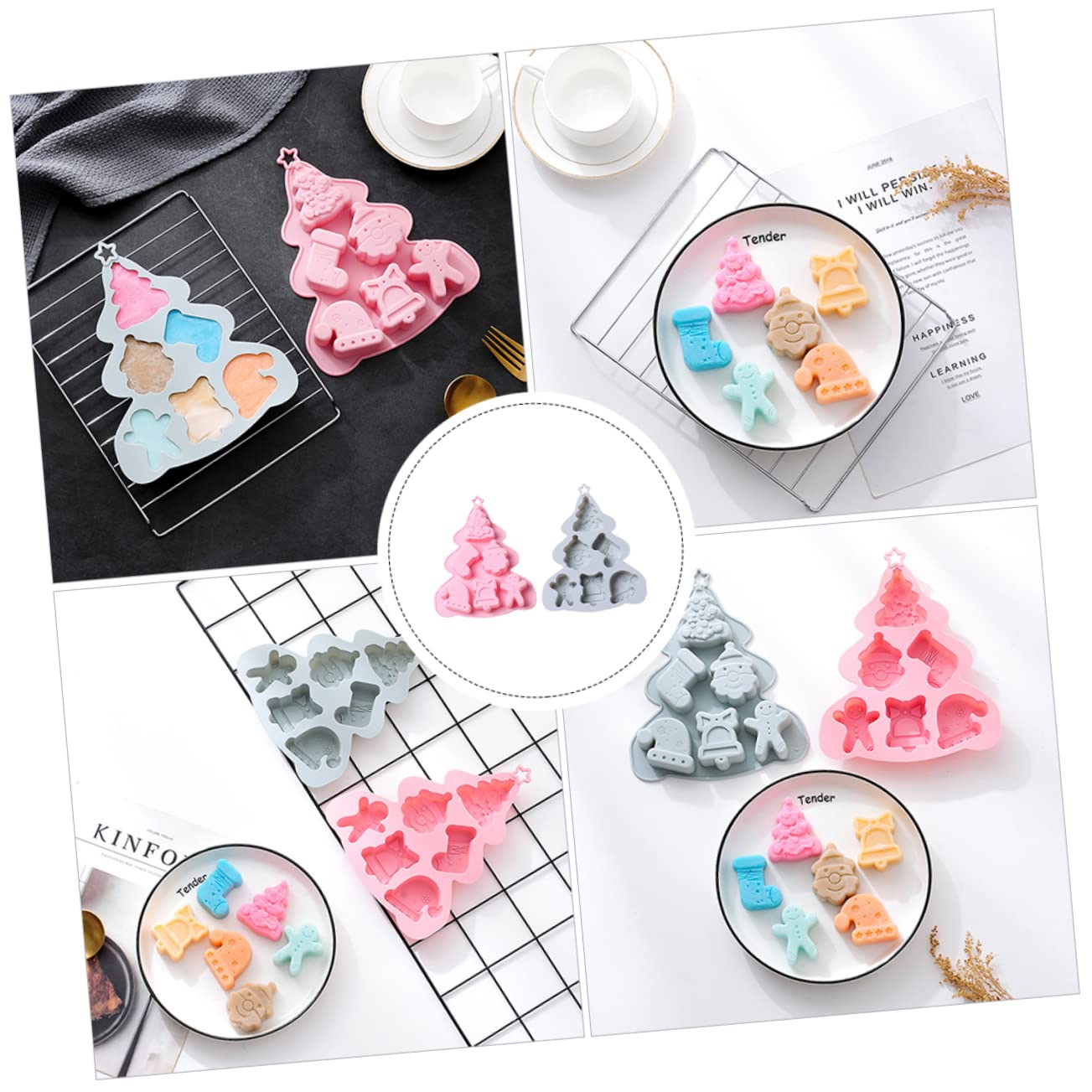 ABOOFAN 6pièces Moule à Gâteau Moule Arbre De Noël Avec Cavités Pour Gâteaux Desserts Et Décorations De Noël