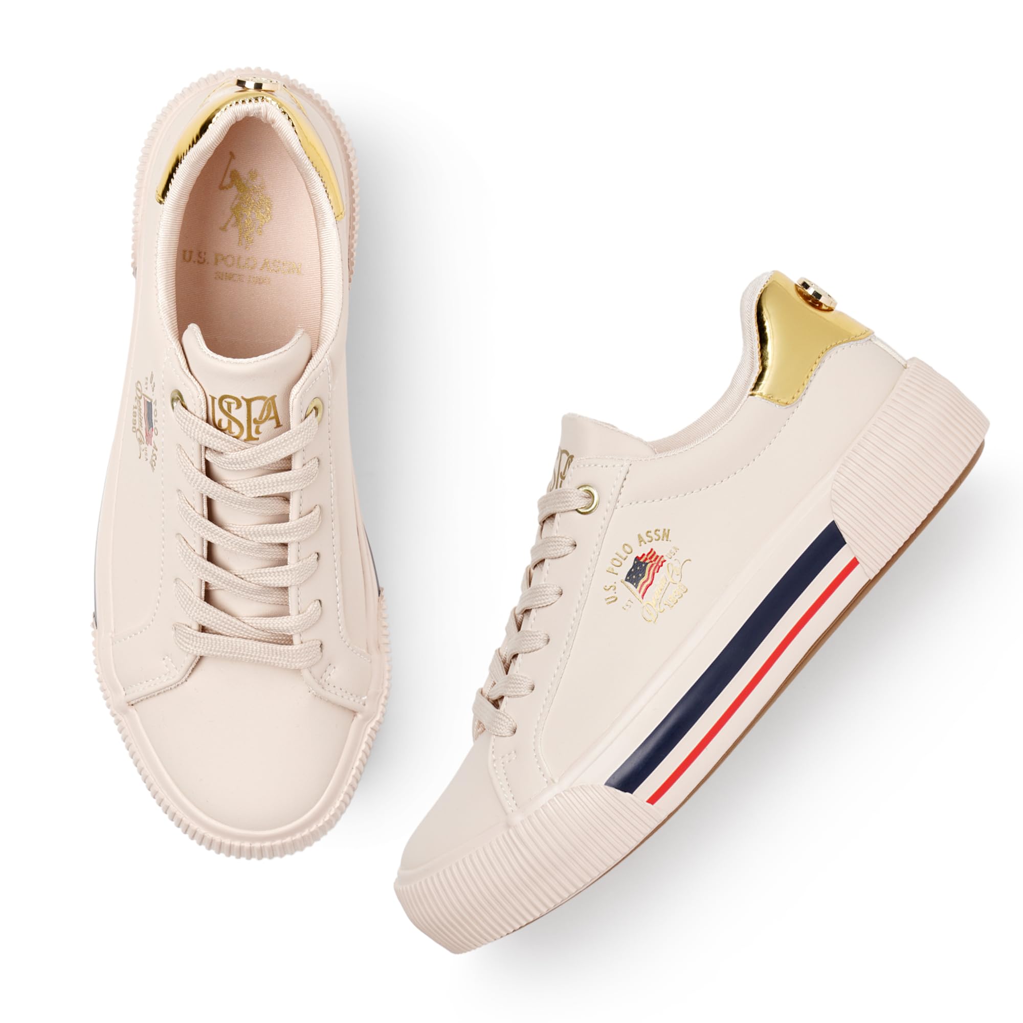 U.S. POLO ASSN. Women Lizzie 2.0 Nude Sneakers-(UK5)(US6(1FD24596A03) (B0D844J58M) Amazon Price History, Amazon Price Tracker