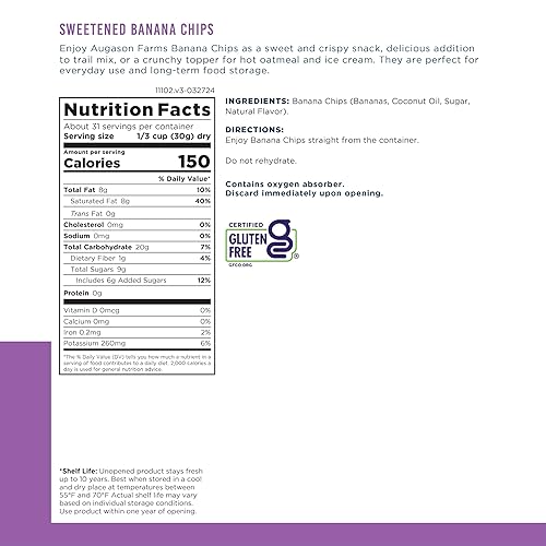 Miniatura 2 de Augason Farms Chips de plátano de 2 libras, 1 onza No. 10 lata