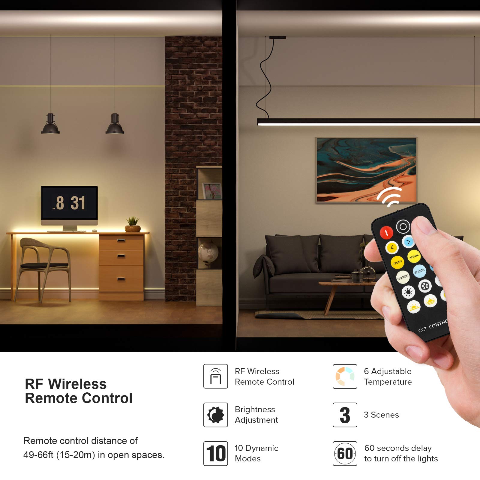 BTF-LIGHTING FCOB COB Flexible High Density CCT LED Strip 5M 640LEDs/m Tunable 3000K-6000K CRI>90 Dimmable deformable LED Light Ribbon for Home Indoor Decoration DC24V 14W/m(Only LED Strip BTF-LIGHTING FCOB COB Flexible High Density CCT LED Strip 5M 640LEDs/m Tunable 3000K-6000K CRI>90 Dimmable deformable LED Light Ribbon for Home Indoor Decoration DC24V 14W/m(Only LED Strip