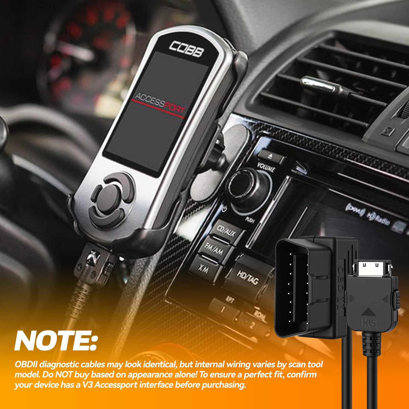 Puerto de acceso OBD2 OBDII Cable compatible con Cord V3 Sub-aru Ford VW WRX STI Focus Evo BMW, se adapta a todos los coches que utilizan V3 Accessports