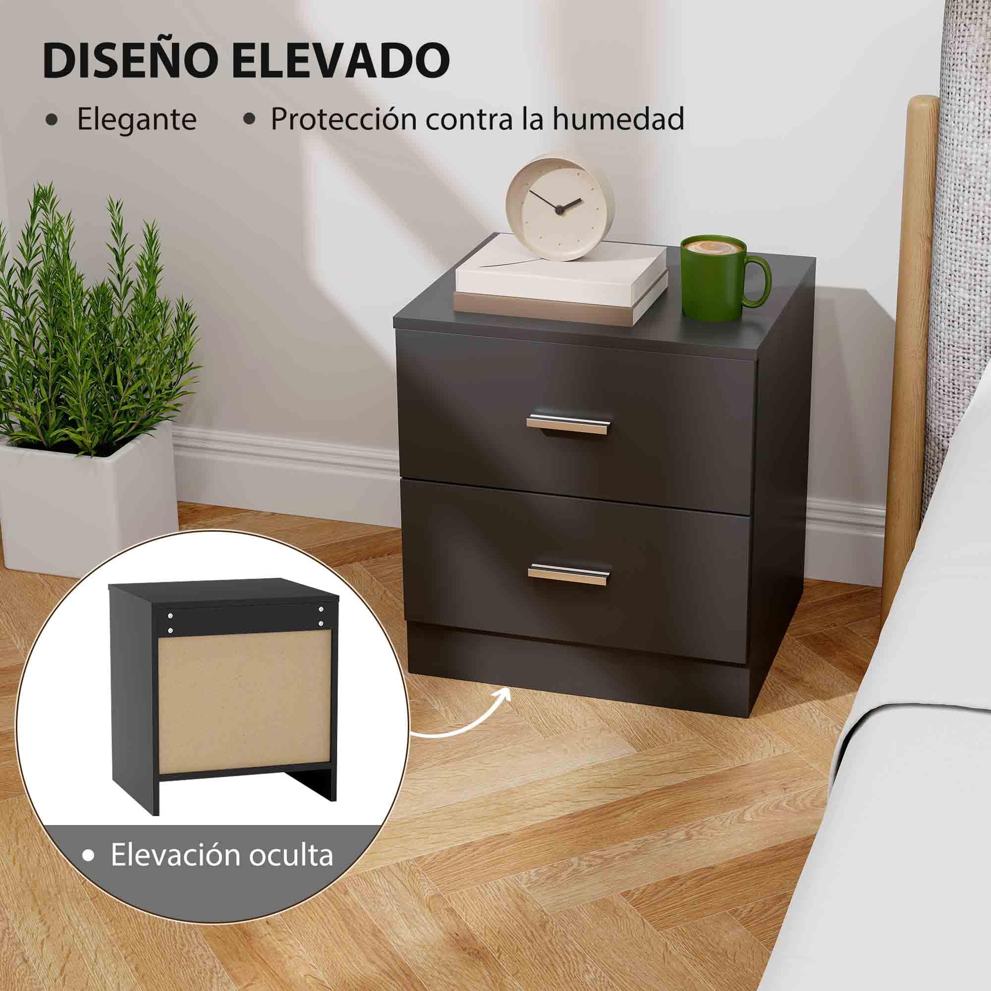 HOMCOM Comodino Bianco Con 2 Cassetti – Moderno, 45x39,5x49 Cm, Mobile Versatile Per Camera Da Letto E Soggiorno, Carico 30 Kg