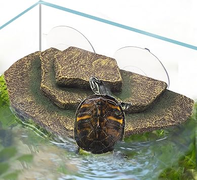 Tfwadmx Turtle Basking Platform, Tortoise Basking Platform with Suction Cups, Tortoise Climbing Ramp Dock, Turtle Floating Resting Terrace for Terrapins, Frogs Brown