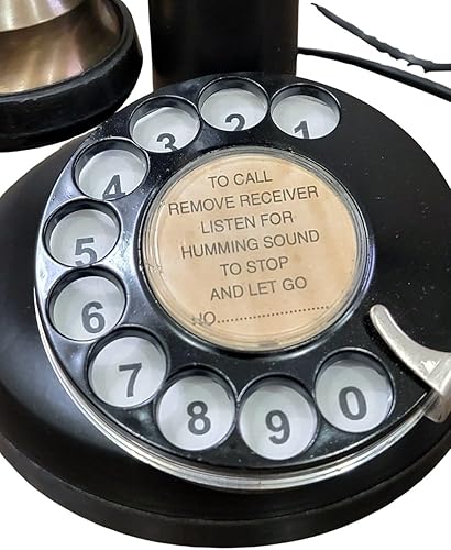 Miniatura 7 de Réplica antigua Teléfono LandlineTelephone Vintage Classic Rotary Dial Teléfono de escritorio Negro y Latón Antiguo (latón, hierro y baquelita)