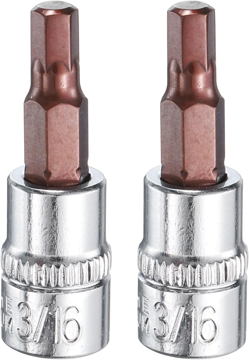 uxcell 3/16" Hex Bit Socket 1/4" Drive SAE S2 Steel Square Drive Socket Extension Impact Bit Socket Ratchet Wrench Accessories for Turns Power Drill Into Nut Driver 2 Pcs
