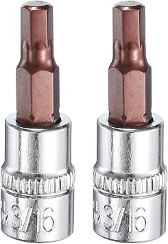uxcell 3/16" Hex Bit Socket 1/4" Drive SAE S2 Steel Square Drive Socket Extension Ratchet Wrench Accessory Turn Power Drill into Nut Driver 2 Pcs