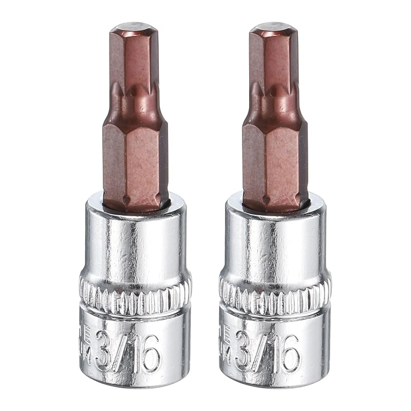 Soquete com ponta sextavada de 4,76 mm, encaixe quadrado de 6,35 mm, aço S2 uxcell, 2 peças