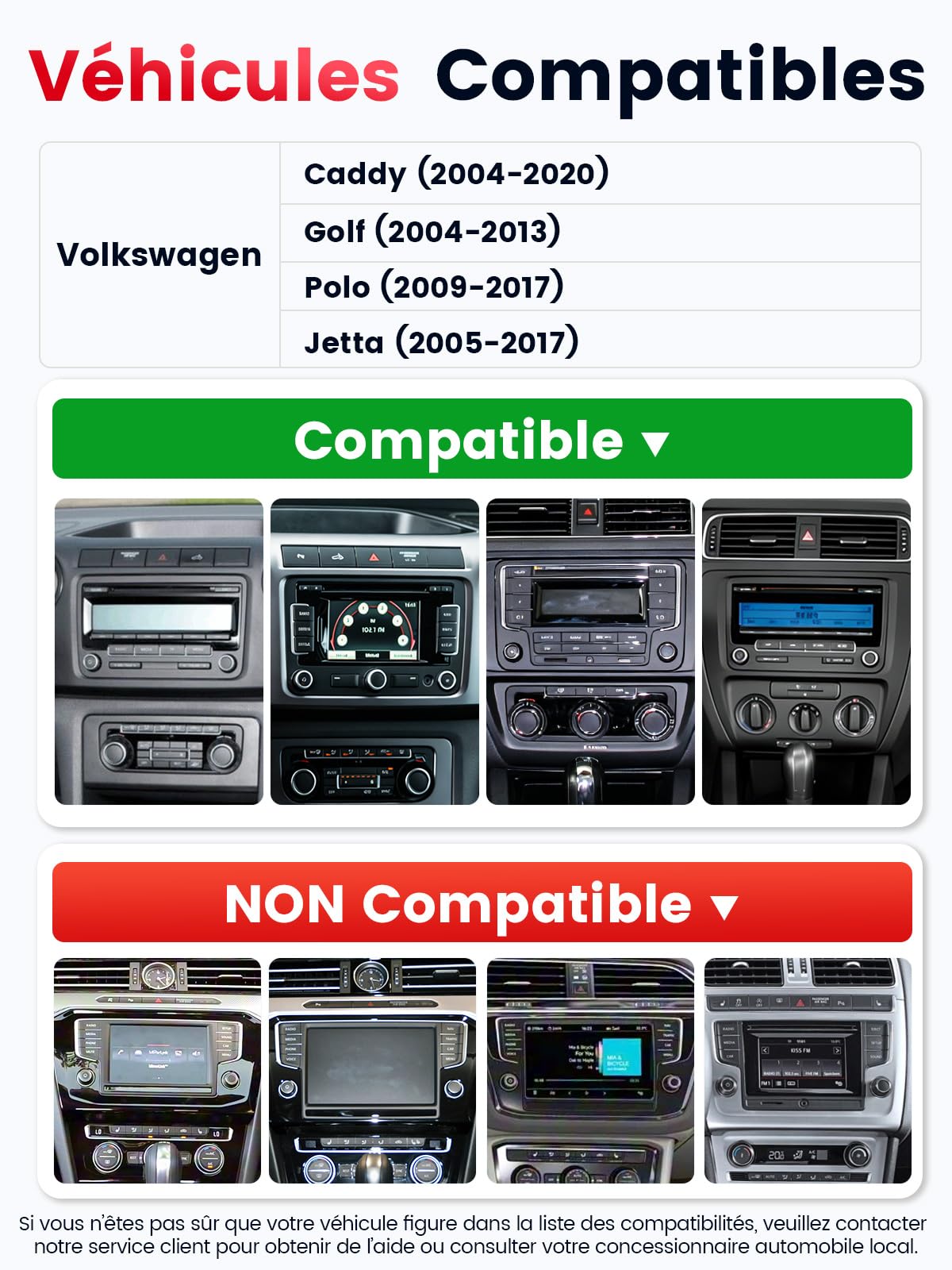 7" Autoradio pour Volkswagen Caddy Golf Polo Jatta