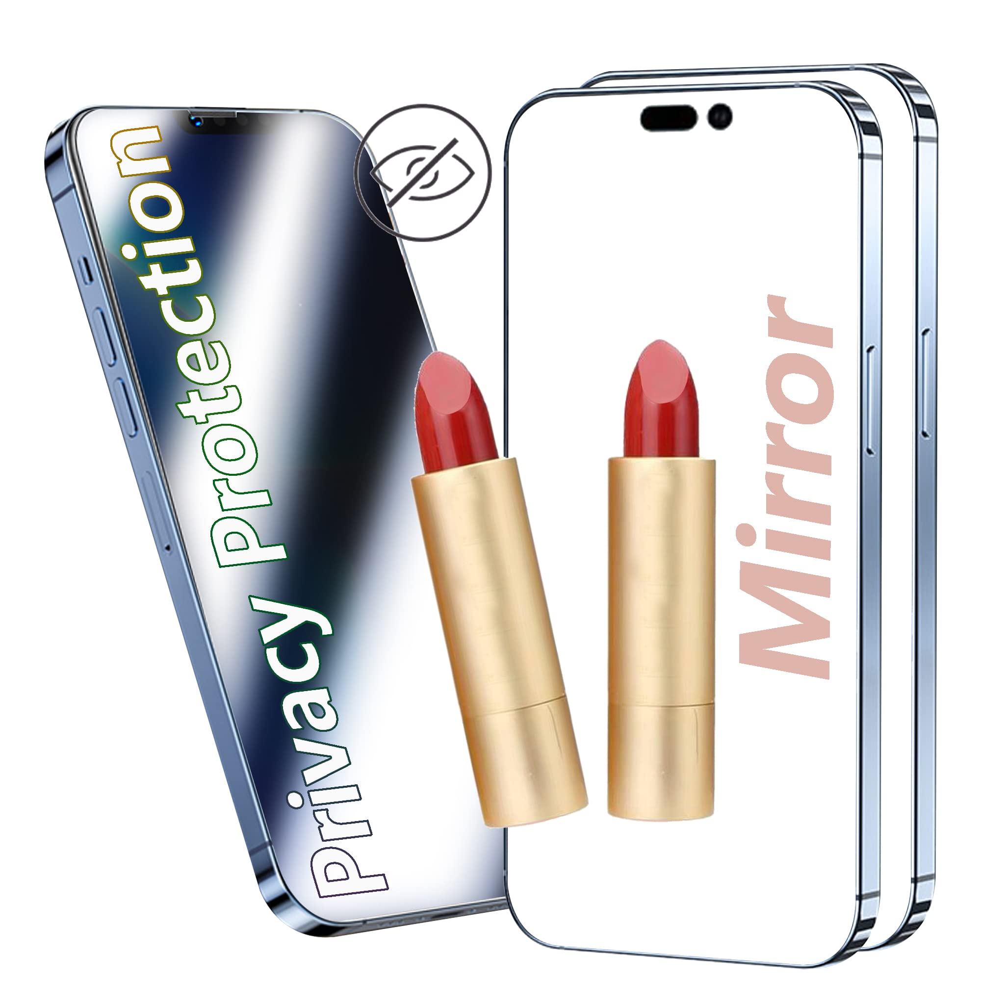 Compatible with iPhone 14 Pro Privacy Screen Protector Mirror Tempered Glass,Film Case Friendly Full Coverage Scratch Resistant,14pro 2 Pack 2022 6.1 Inch (silver)