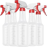 Veco 5-Pack 16oz HDPE Spray Bottles with Adjustable Nozzle - Mist & Stream Modes, Leak-Proof for Cleaning, Plants, Car Detailing