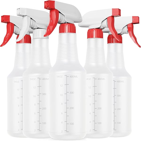 Veco 5 Pack 16oz Spray Bottles with Adjustable Nozzle