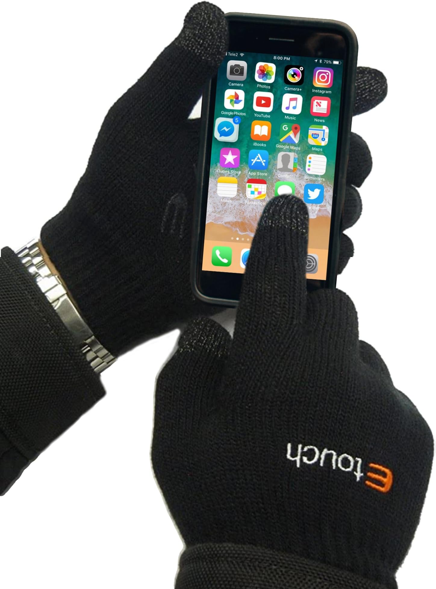 Touchscreen Gloves for iPhone, iPad, Blackberry and Other Smartphones and Sat Navs, Black