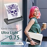 Vista 5 de Atelics Cordless Tattoo Transfer Stencil Printer, with 10Pcs Transfer Paper, Portable Tattoo Transfer Thermal Copier Machine for Temporary and