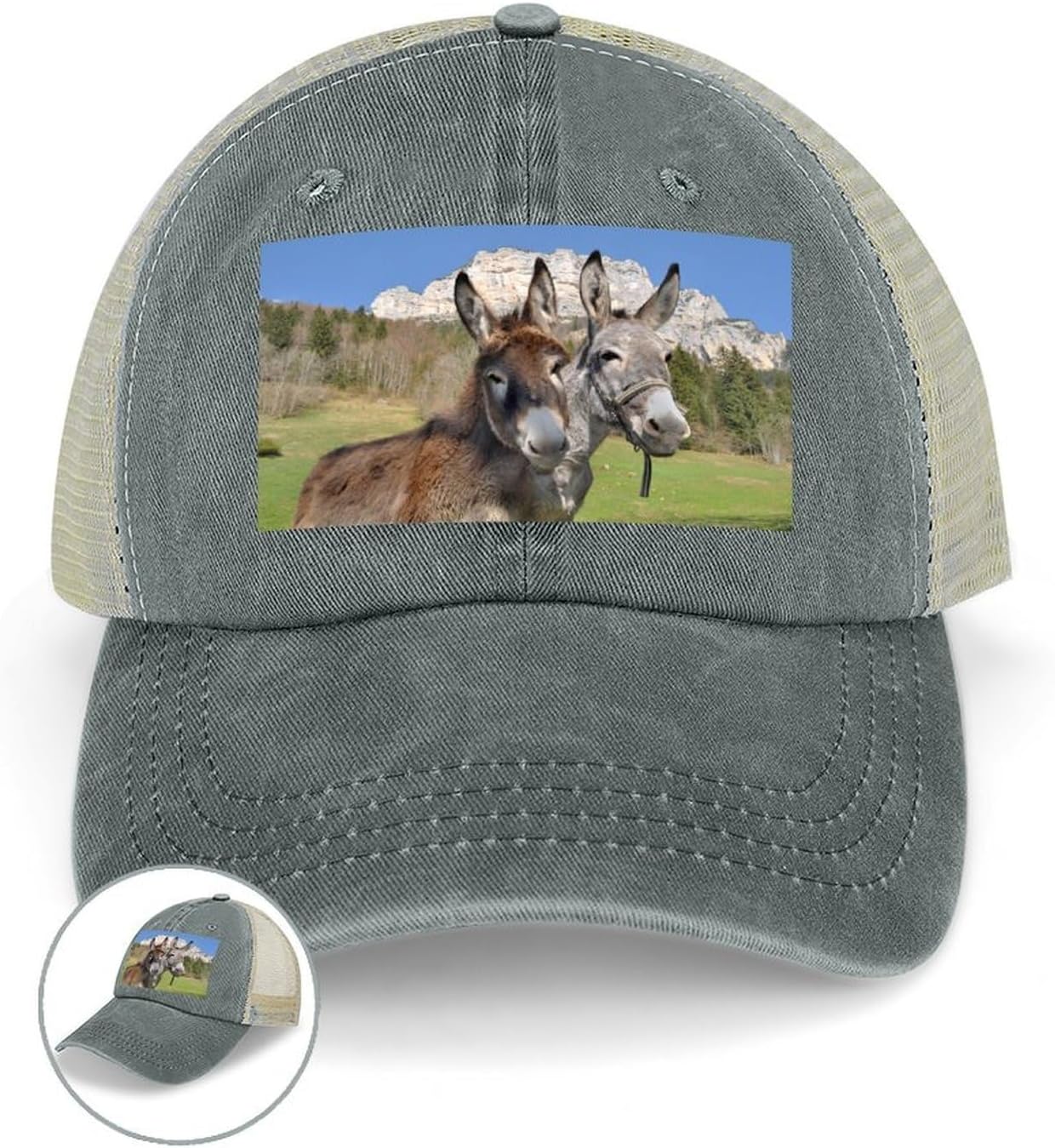 Funny Donkeys Hat Personalized Adjustable Cowboy Cap Cotton Cap Trucker Hats Dad Hat for Men Women