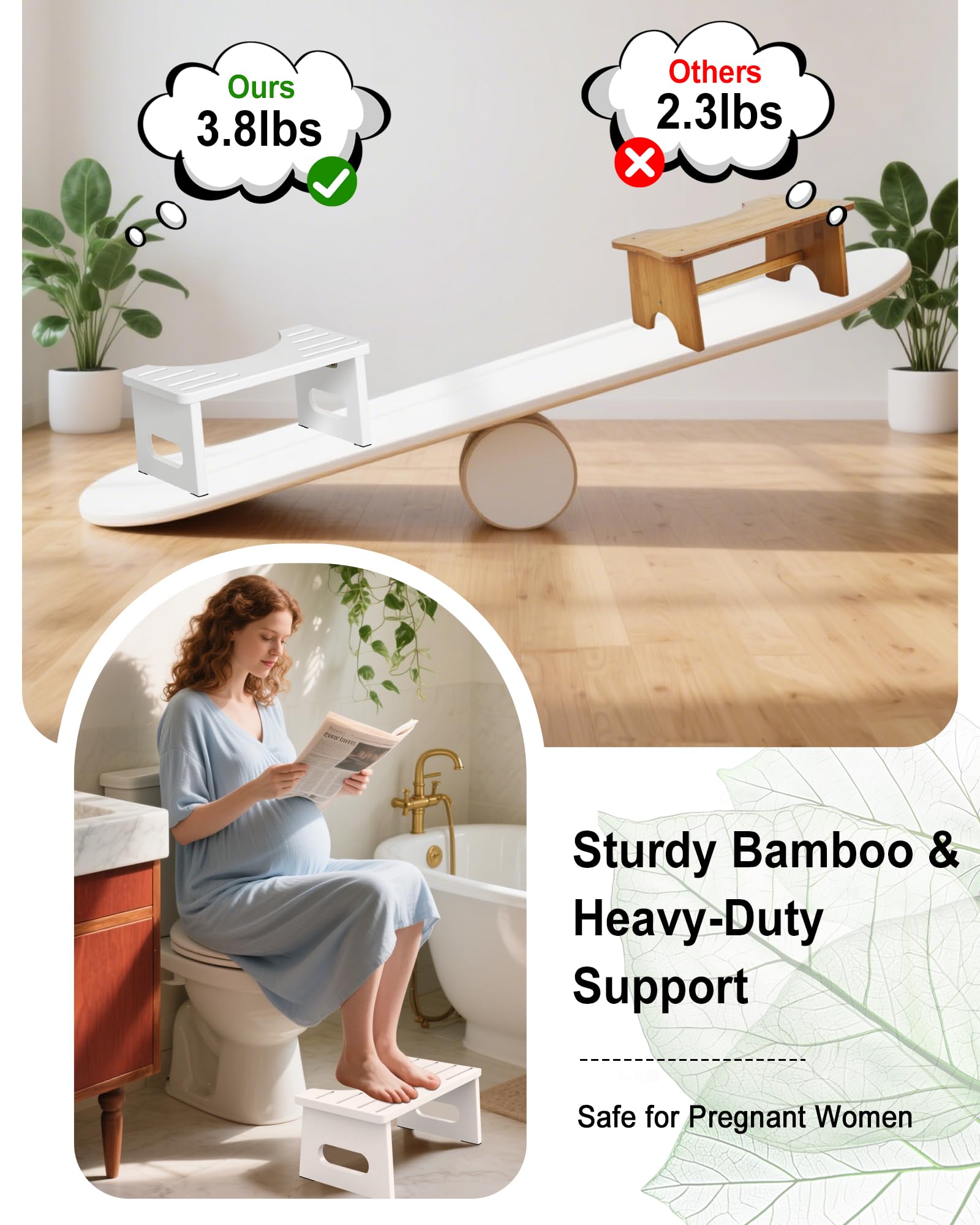Drewniany taboret toaletowy – taboret toaletowy dla dorosłych – drewniany taboret toaletowy składany – taboret toaletowy Squatty zapewnia prawidłową pozycję siedzącą podczas wypróżniania