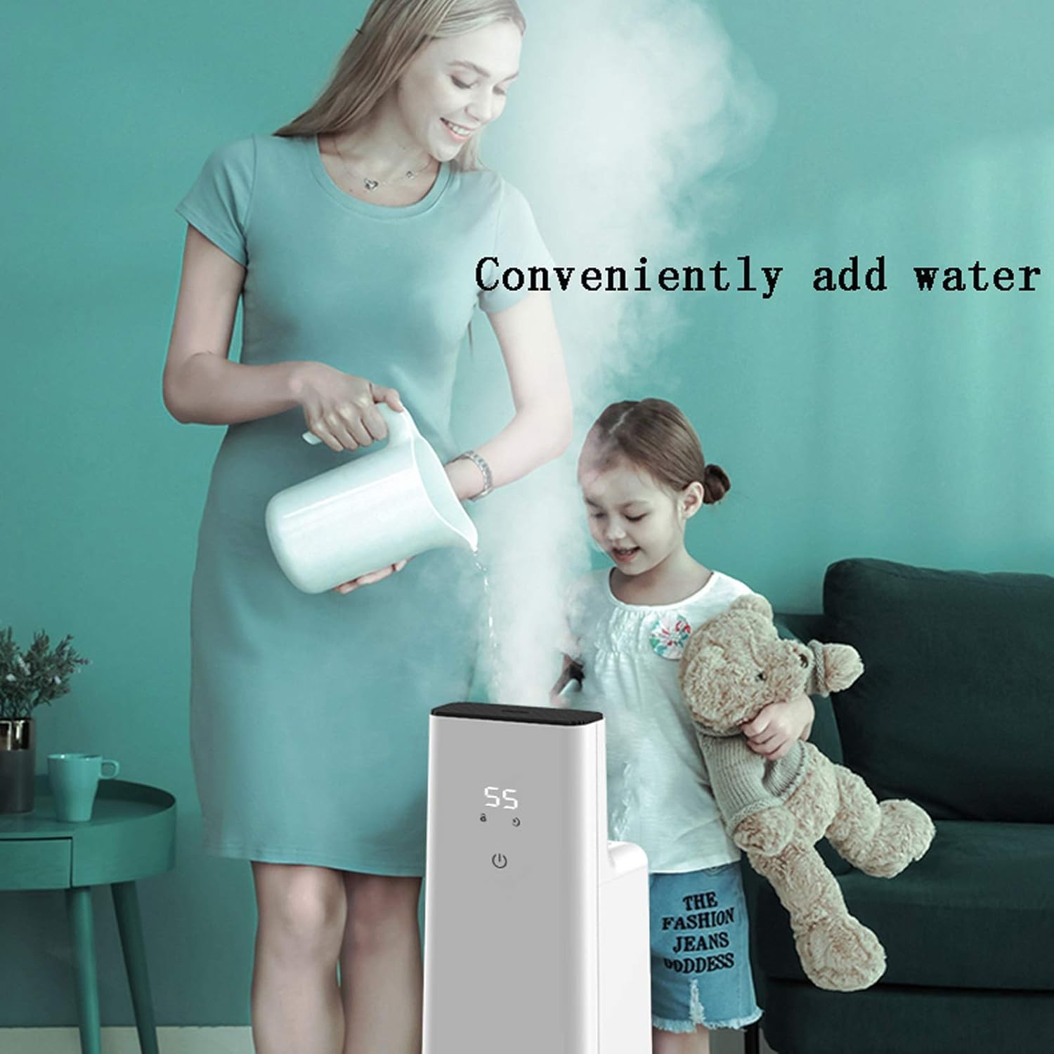 Floor-Standing Humidifier – 5.5L Water Tank – Timer and Waterless Auto Shut-Off – Quiet Air Humidifier for Home Bedroom and Office Humidifier