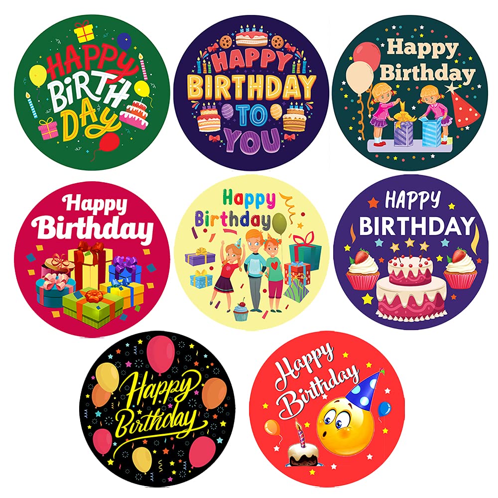 Packwith Multicoloured Pack Of 48 Party Happy Birthday Stickers For Card Making (30 Mm) Self Adhesive Waterproof Birthday Stickers For Children Gifts