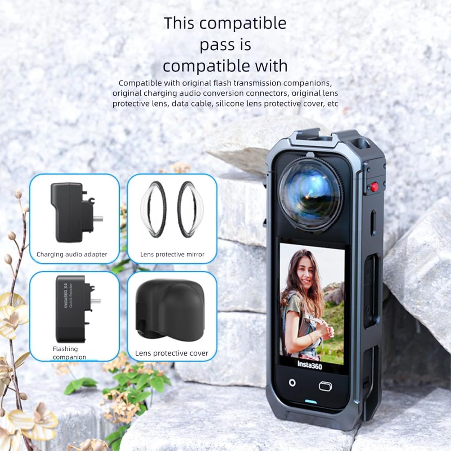 Insta 360 X5 Metal Frame Cage Quick Release Mount for Insta360 X5 X 5 Aluminum Case Bag Housing Shell