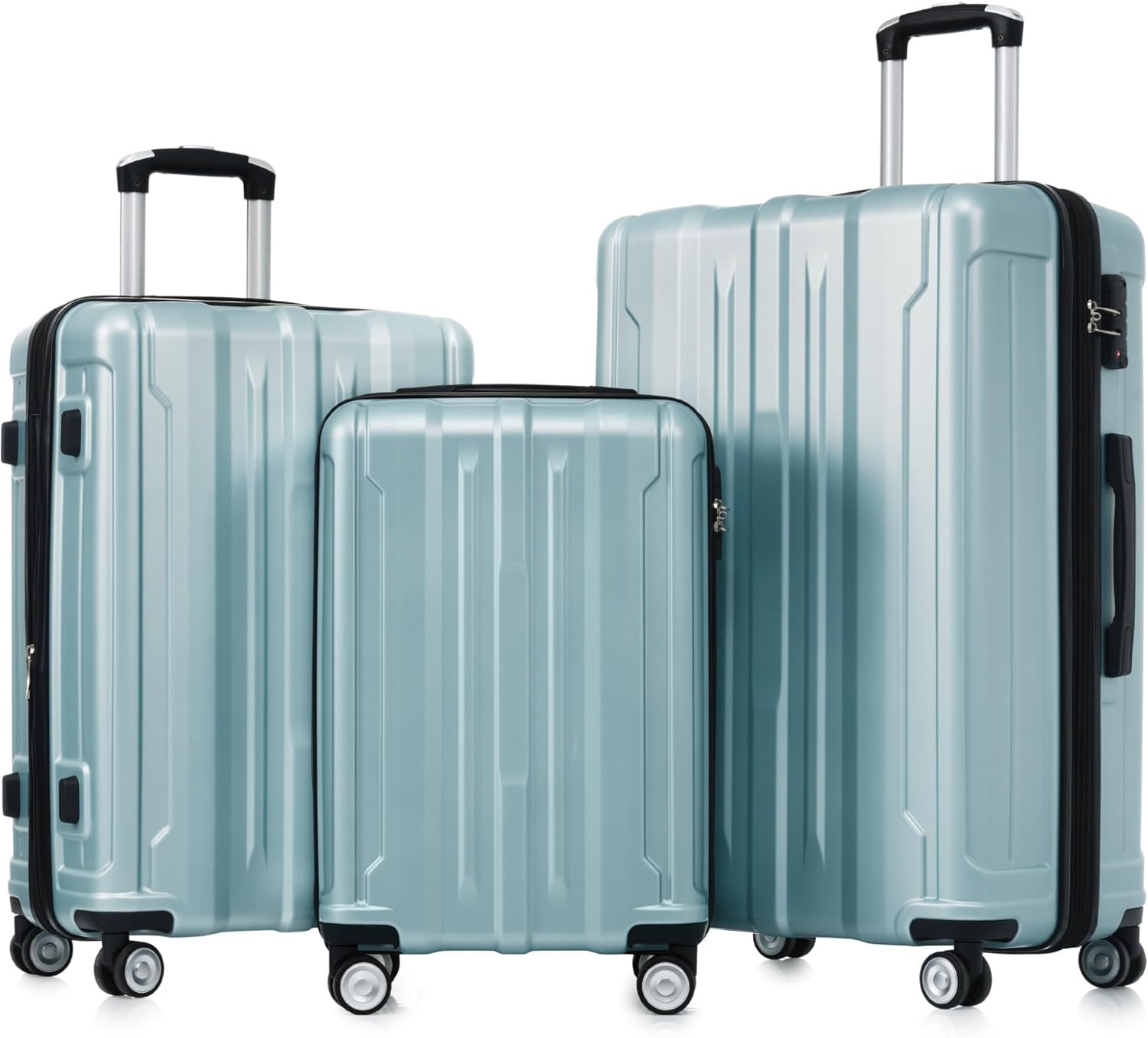 Hardside Luggage Sets, Grey Blue, One Size