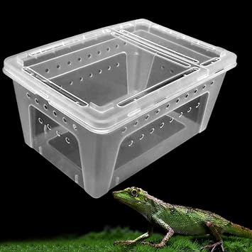 Reptile Terrarium Enclosure, Tortoise Terrarium, Stackable Container for Frogs, Lizards, Amphibians, Crayfish, Tarantulas, Clear