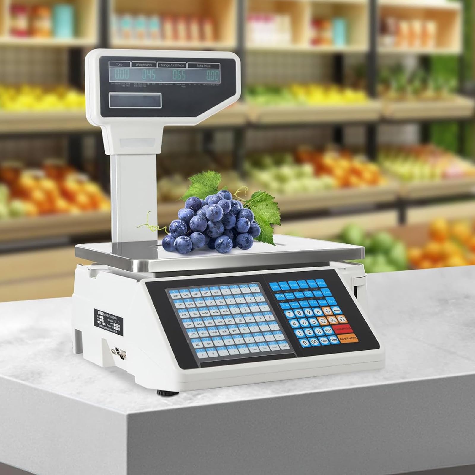 Ptatritious Multicolor Label Printing Scale With Dual Td Thermal Label & Receipt Printer, Electronic Checkout Scale, Commercial Barcode Scale For Food Retail Store Supermarket Machine