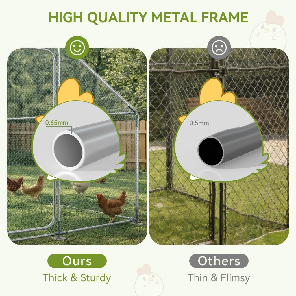 COMHOMA 13×10×6.6FT Large Metal Chicken Coop with Roosting Perch,Walk-in Chicken Run with Waterproof Roof & Lockable Door,Outdoor Poultry Cage for Hens,Ducks,Rabbits