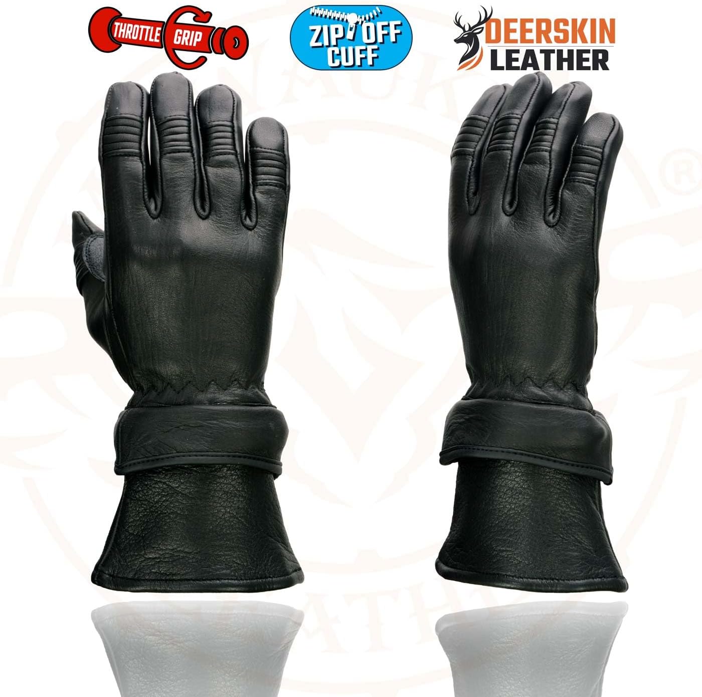 Milwaukee Leather SH870 Women's USA Deerskin Black Leather Gauntlet Winter Gloves w/Gel Palm