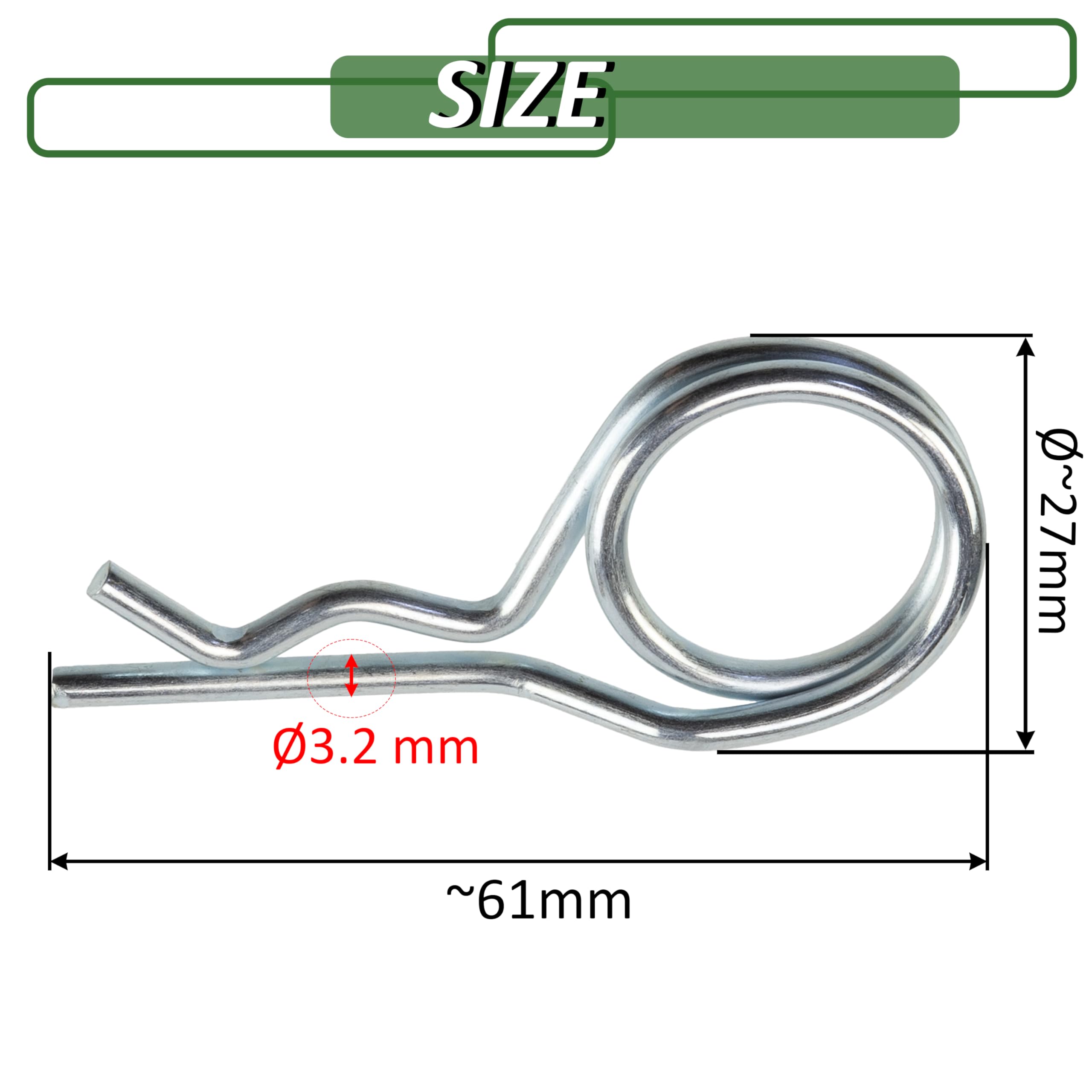 AERZETIX Set 12 Coppiglie Beta Doppia Spirale Ø3.2x61 mm in Acciaio Zincato