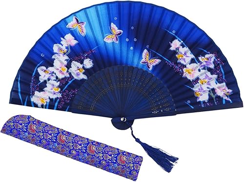Amajiji Abanico plegable de mujer, de 8.27 pulgadas, estilo chinojaponés, estilo retro vintage