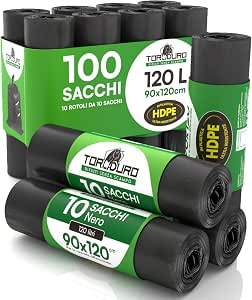 Lot De 5 Rouleaux X 100 Sacs Poubelle Noirs - Dimensions 45x50 Cm, Biodégradables, Pour Déchets Généraux
