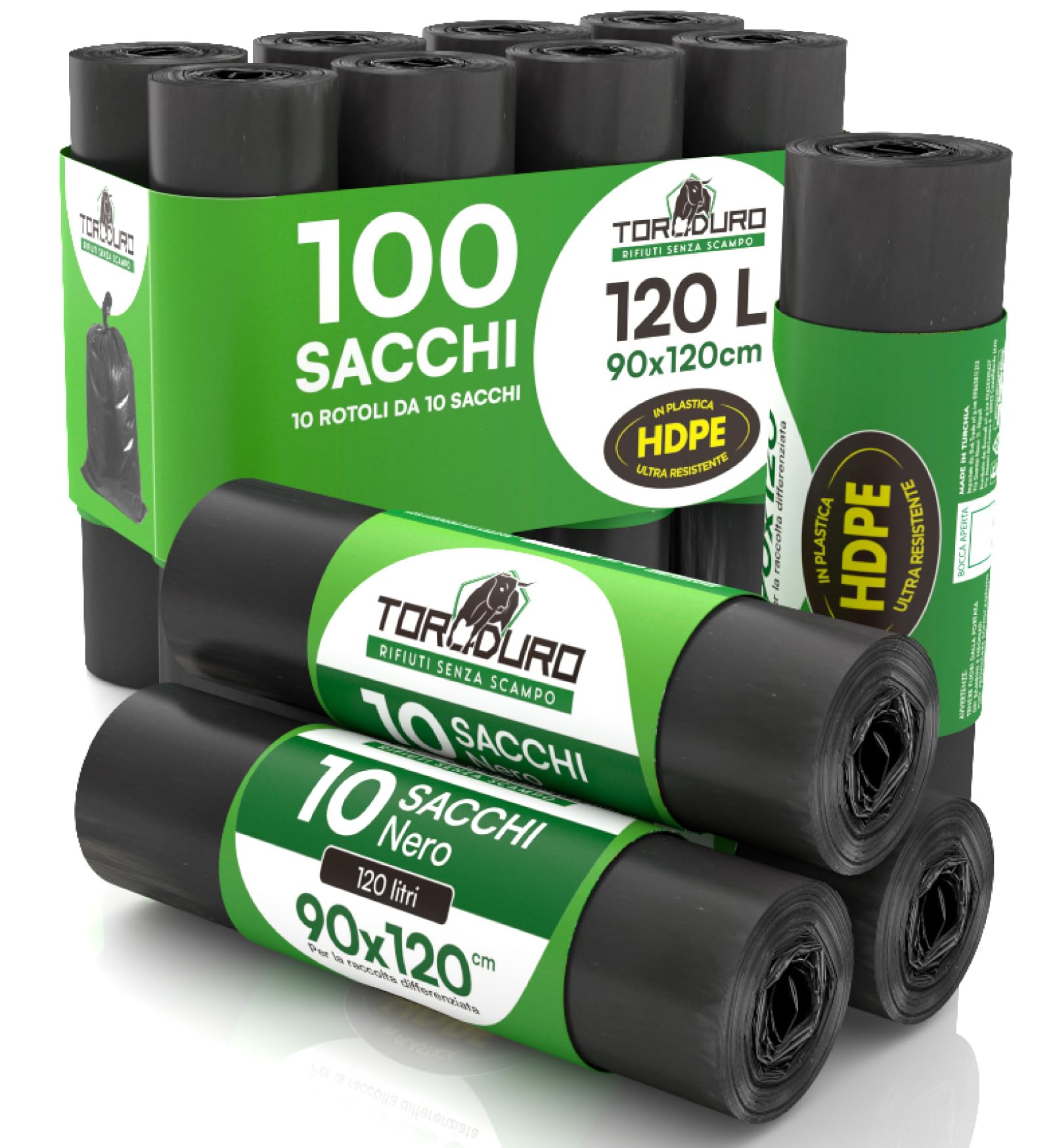 Homewise 20 sacchetti per la spazzatura extra resistenti da 100 l, confezione da 20 sacchetti neri ecologici per spazzatura, casa, spesso e extra resistenti, realizzati in materiale riciclato