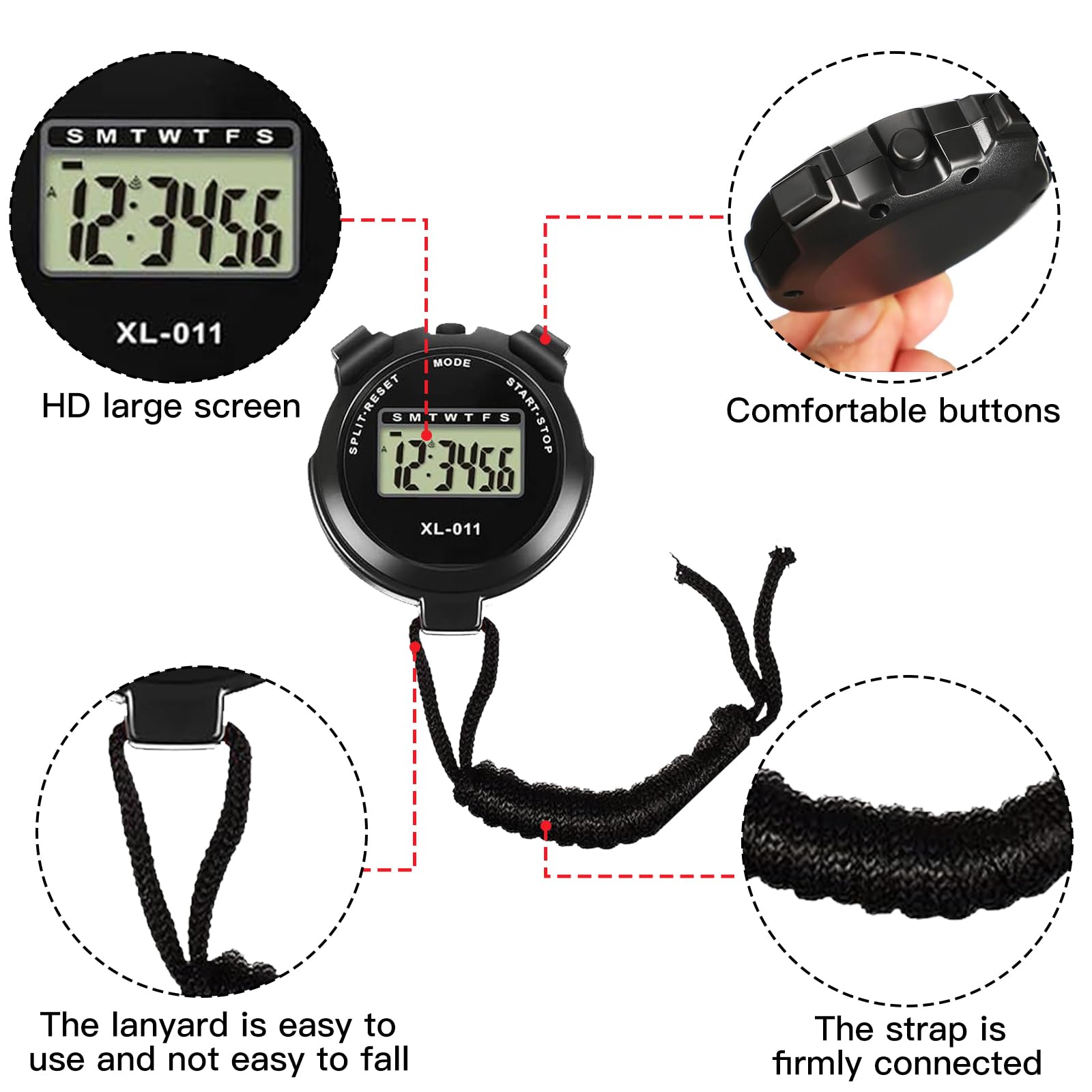 3 Piezas Digital Cronómetro, Cronómetro Deportivo Digital Profesional, Cronógrafo de Mano Reloj Digital Cronómetro, Cronómetro Reloj para Fútbol, Correr, Natación