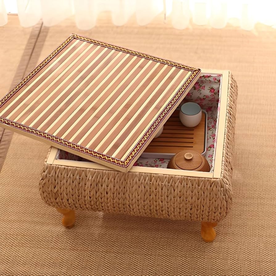 Amazon｜Fuyutu 和室 テーブル 3点セット 座椅子2個付き ラタン