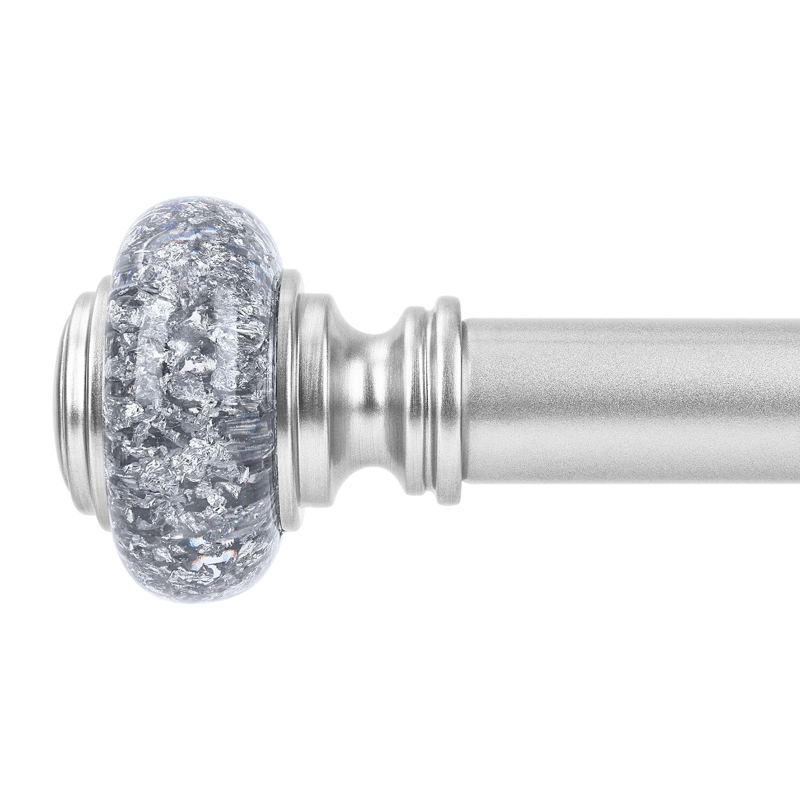 Photo 1 of Silver Curtain Rods for Windows 30 to 41 Inch, Decorative Vintage Crystal 1'' Diameter Curtain Rod with Silver Foil Finials, Adjustable Heavy Duty Easy Install Drapery Pole for Farmhouse, Bedroom