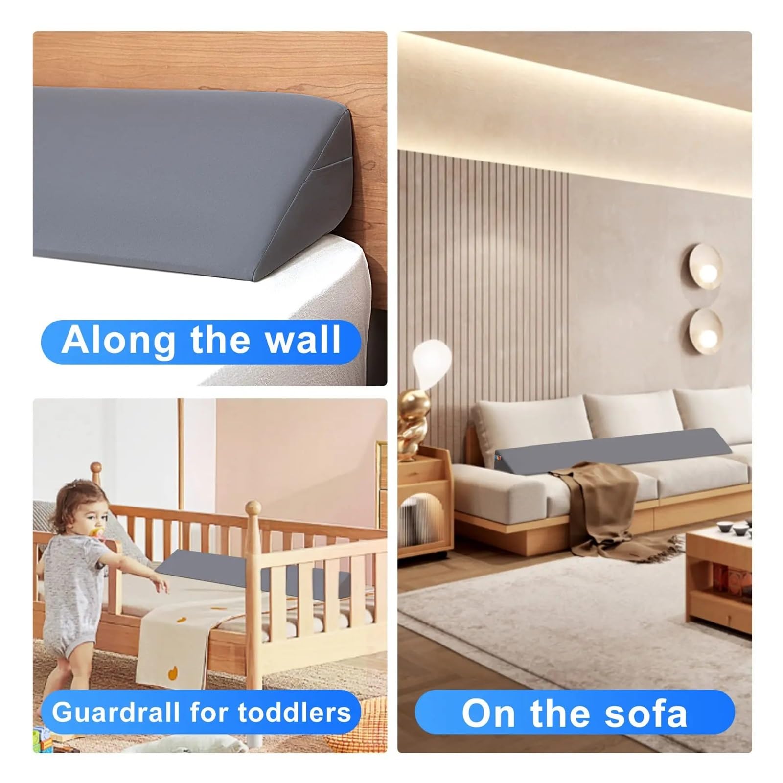 Almohada De Espuma Con Memoria Almohada De Espuma Viscoelástica Almohada En Forma De Cuña for Dormir Almohada De Cabecera Triangular Colchón De Relleno De Espacios for Dormitorio Junto A La Cama Capa
