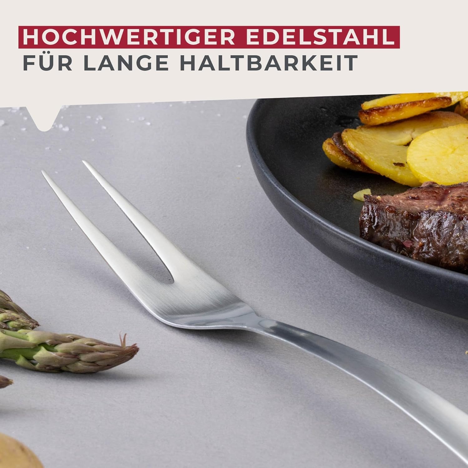 Fackelmann Essential Stainless Steel Meat Fork - Dishwasher Safe with Hanging Loop