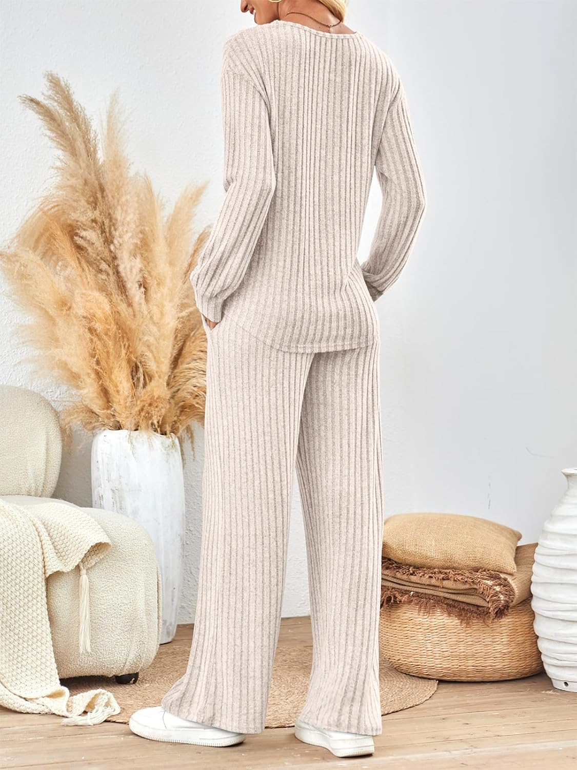 LILLUSORY Matching Lounge Set for Women, 2 Piece Cozy Outfit for Home, Travel, Fall & Winter - Image 4