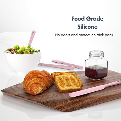 Vista 45 de Juego de 4 espátulas de silicona, espátulas de goma de grado alimenticio, con mango fuerte y agarre ergonómico, resistentes al calor para utensilios